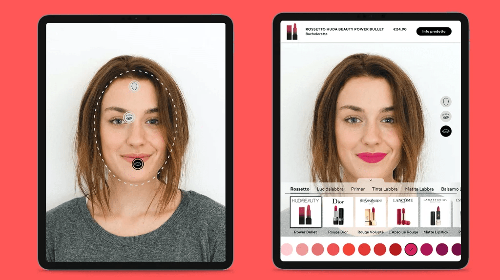 AR in beauty products trying make up before buying it from a website.