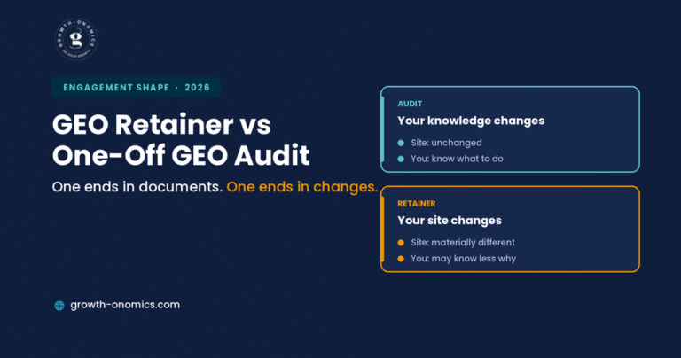 GEO Retainer vs One-Off GEO Audit: What You Get From Each