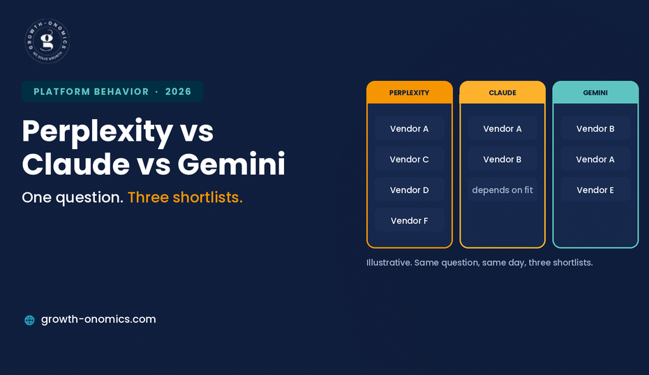 Perplexity vs Claude vs Gemini: How Each Picks the Vendors It Recommends